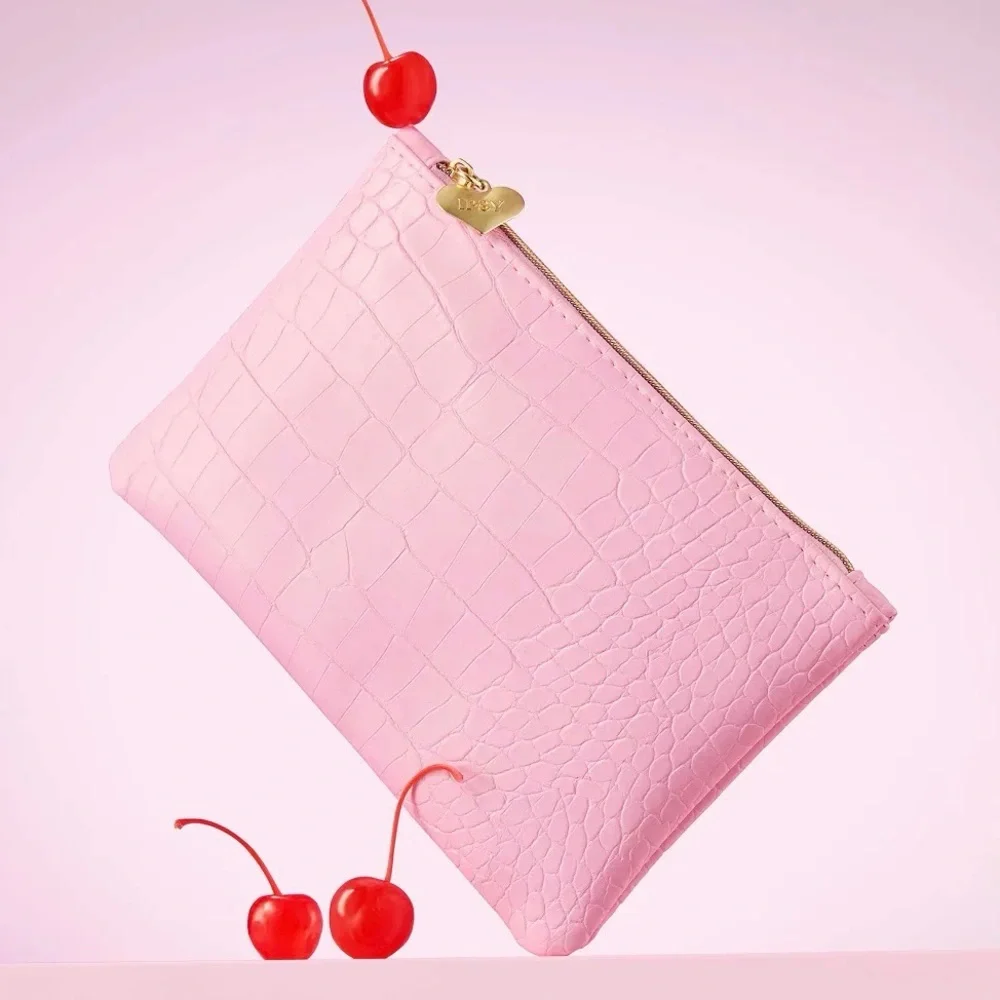 3 for $16 - NEW Ipsy Pink Crocodile Embossed Cosmetic Bag